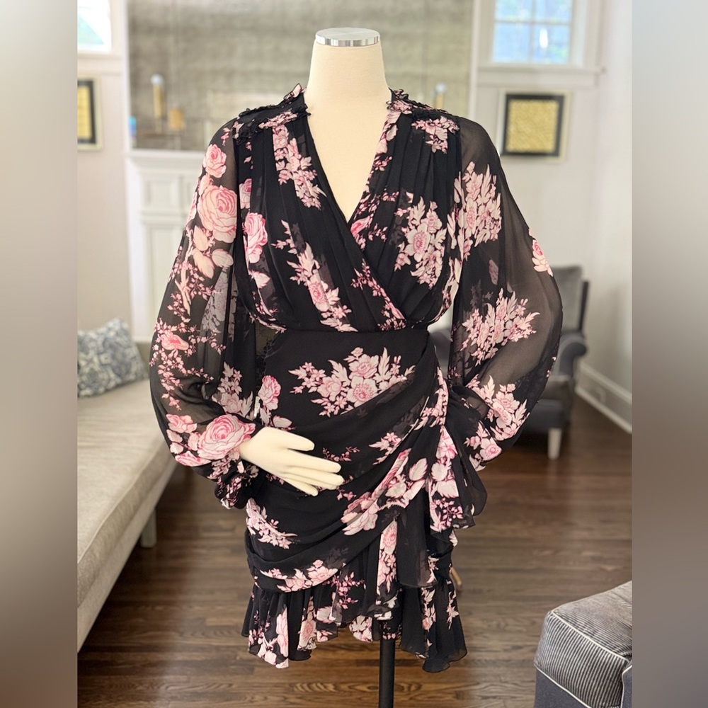 Giambattista Valli Silk Floral Ruched Dress • Collector’s Piece • IT 42 / US